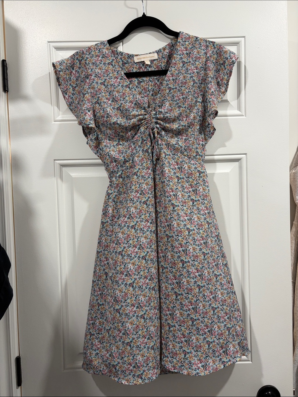 Pastel Floral Ruched Mini Dress - Light Multi